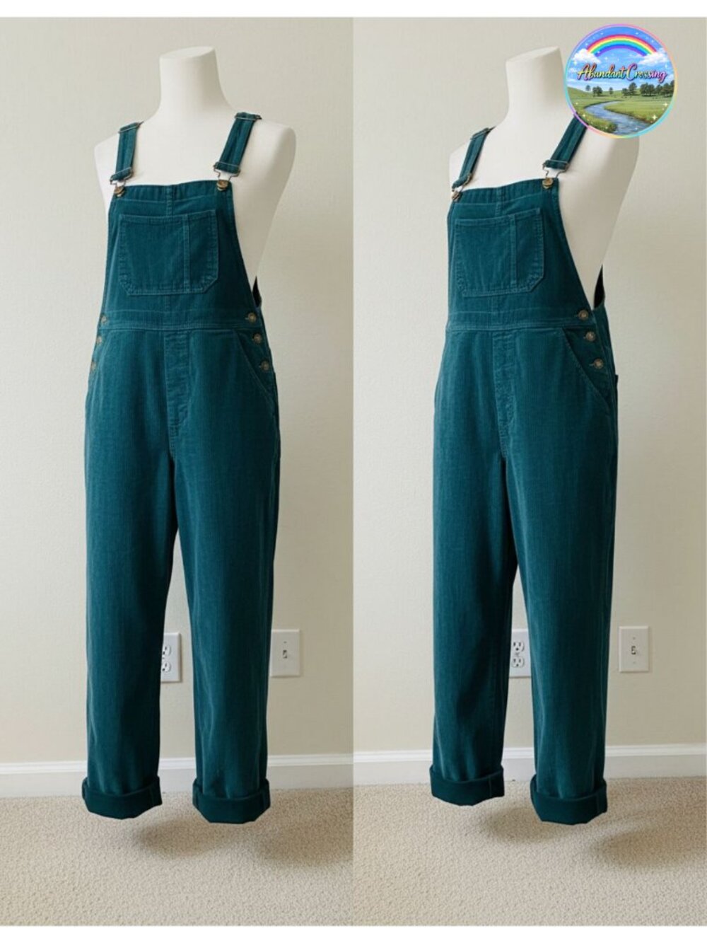 Corduroy Overalls Adjustable Straps Loose Fit Wide Leg Jumpsuit